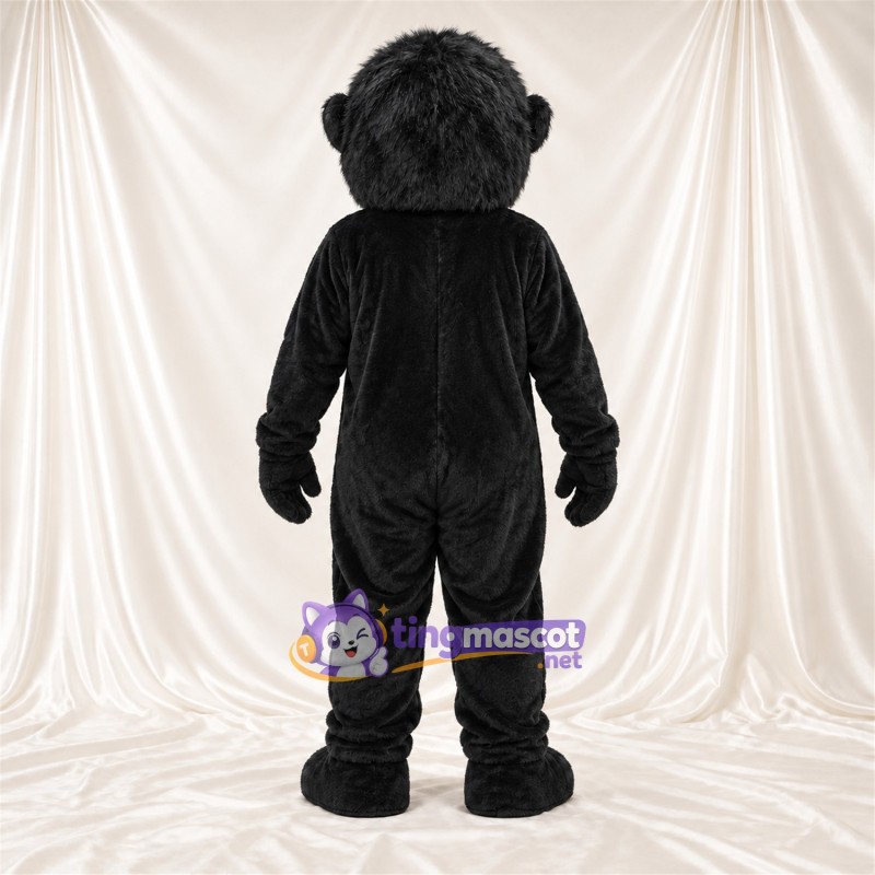 Black Monkey Mascot Costume - Gray Muzzle and Shaggy Fur Black Monkey Mascot Costume - Gray Muzzle and Shaggy Fur