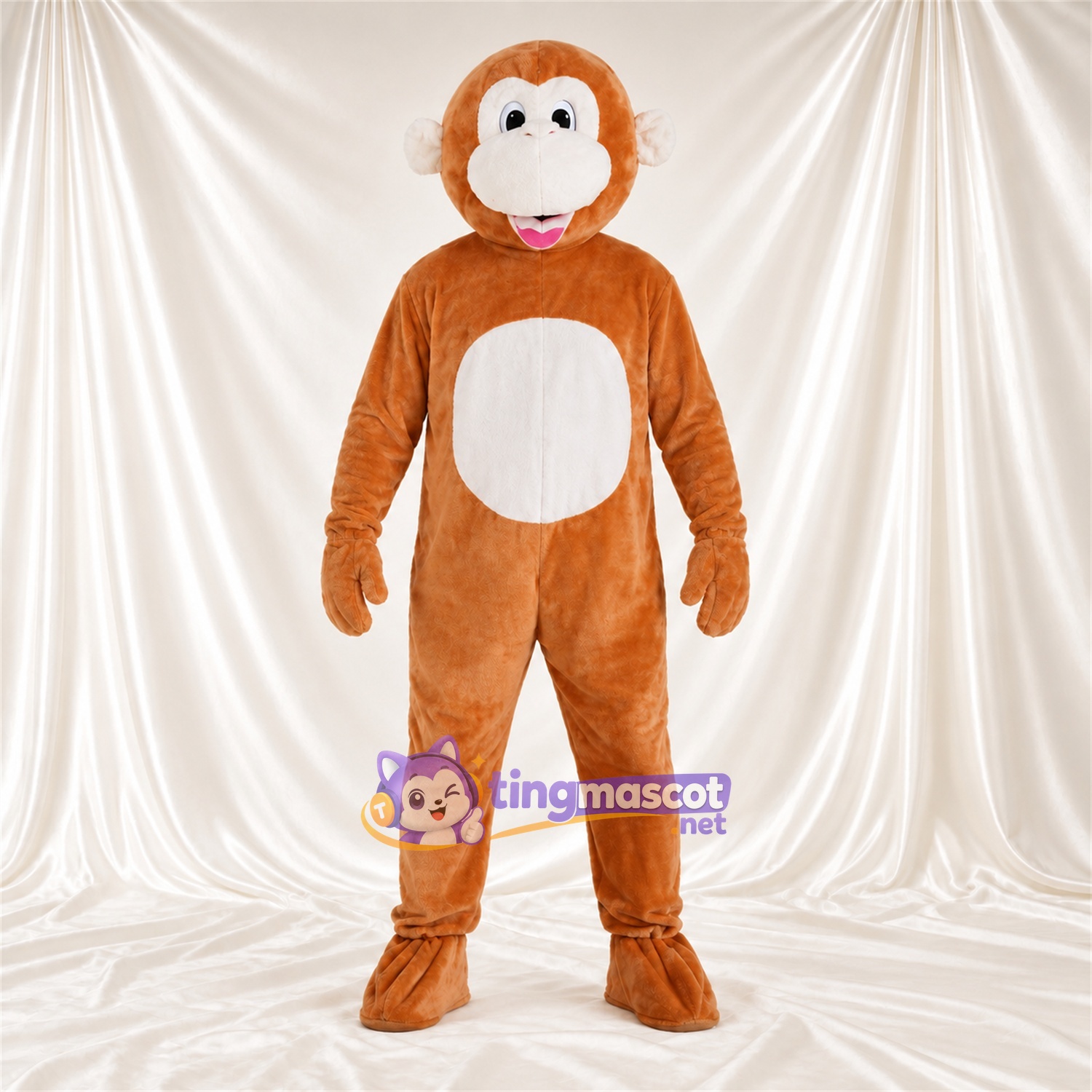 Maskottchenkostüm Affe – orange / braun – Bauch (weiß); Gesicht (creme) Maskottchenkostüm Affe – orange / braun – Bauch (weiß); Gesicht (creme)