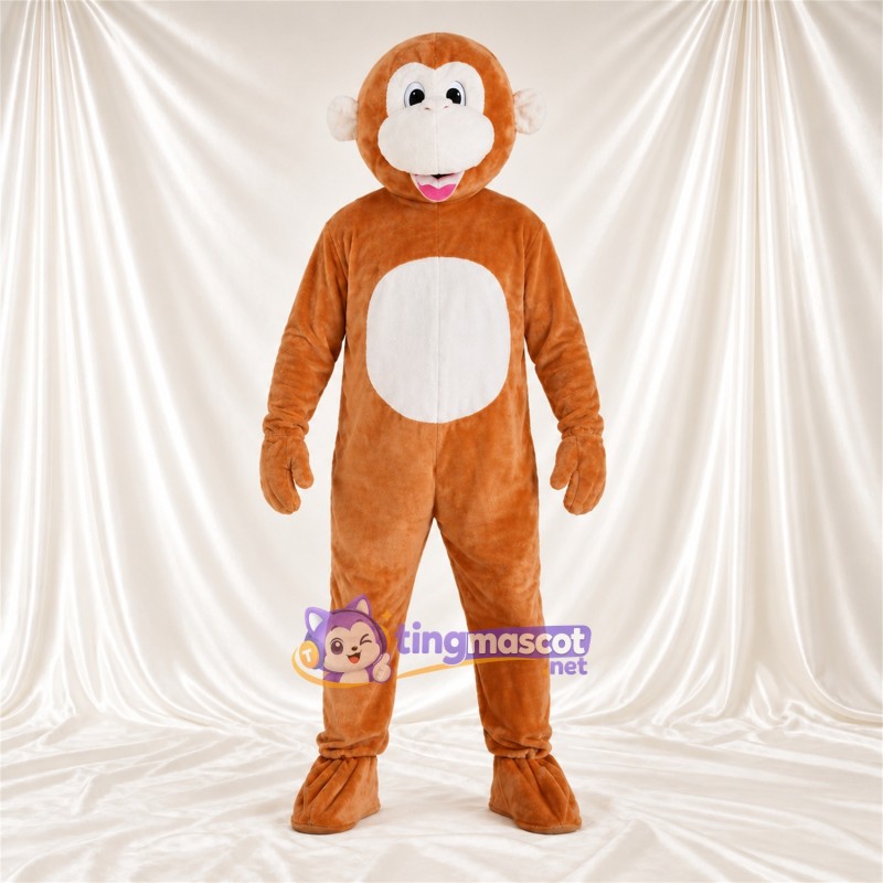 Maskottchenkostüm Affe – orange / braun – Bauch (weiß); Gesicht (creme) Maskottchenkostüm Affe – orange / braun – Bauch (weiß); Gesicht (creme)