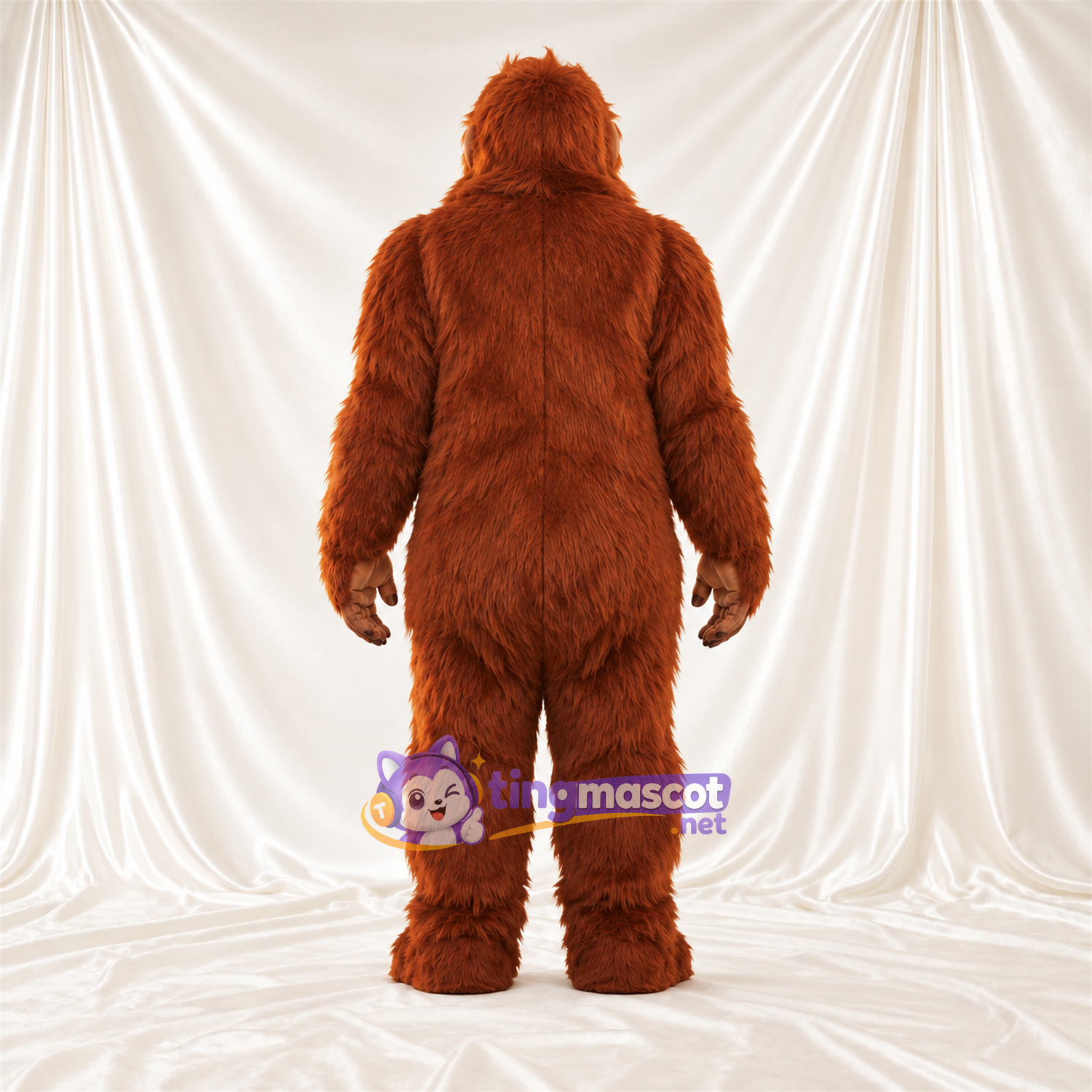 Maskottchenkostüm Affe – orange / braun – Bauch (creme); Zottelfell Maskottchenkostüm Affe – orange / braun – Bauch (creme); Zottelfell