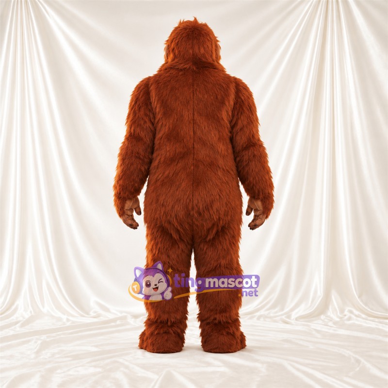 Maskottchenkostüm Affe – orange / braun – Bauch (creme); Zottelfell Maskottchenkostüm Affe – orange / braun – Bauch (creme); Zottelfell
