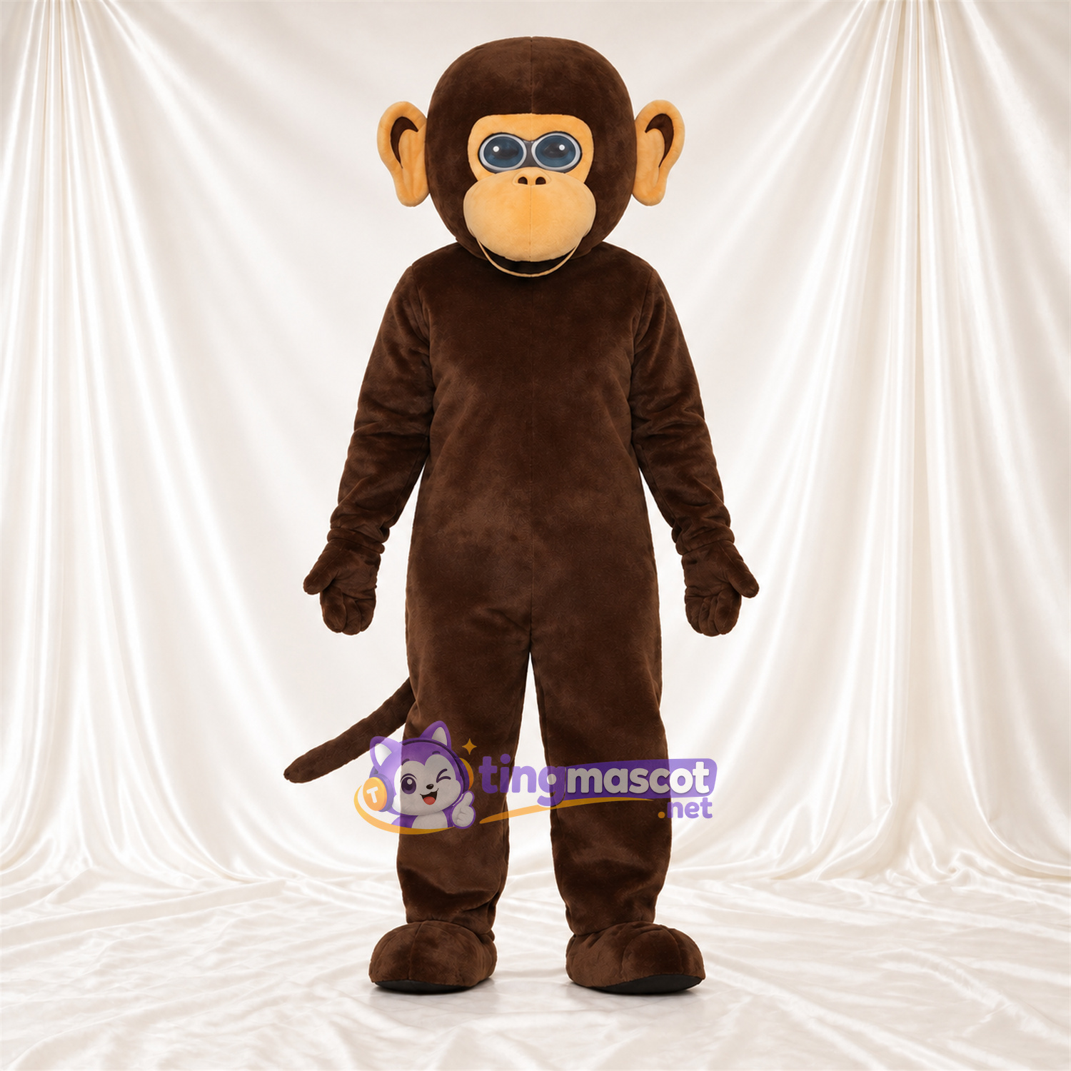 Maskottchenkostüm Affe – braun – Langer Schwanz; Gesicht (hellbraun) Maskottchenkostüm Affe – braun – Langer Schwanz; Gesicht (hellbraun)
