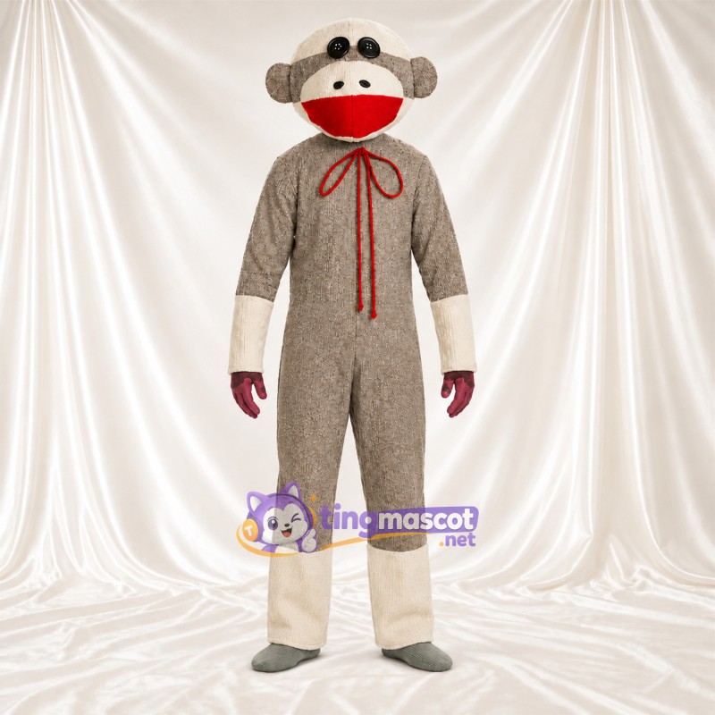 Maskottchenkostüm Affe – grau / creme – Krawatte Maskottchenkostüm Affe – grau / creme – Krawatte