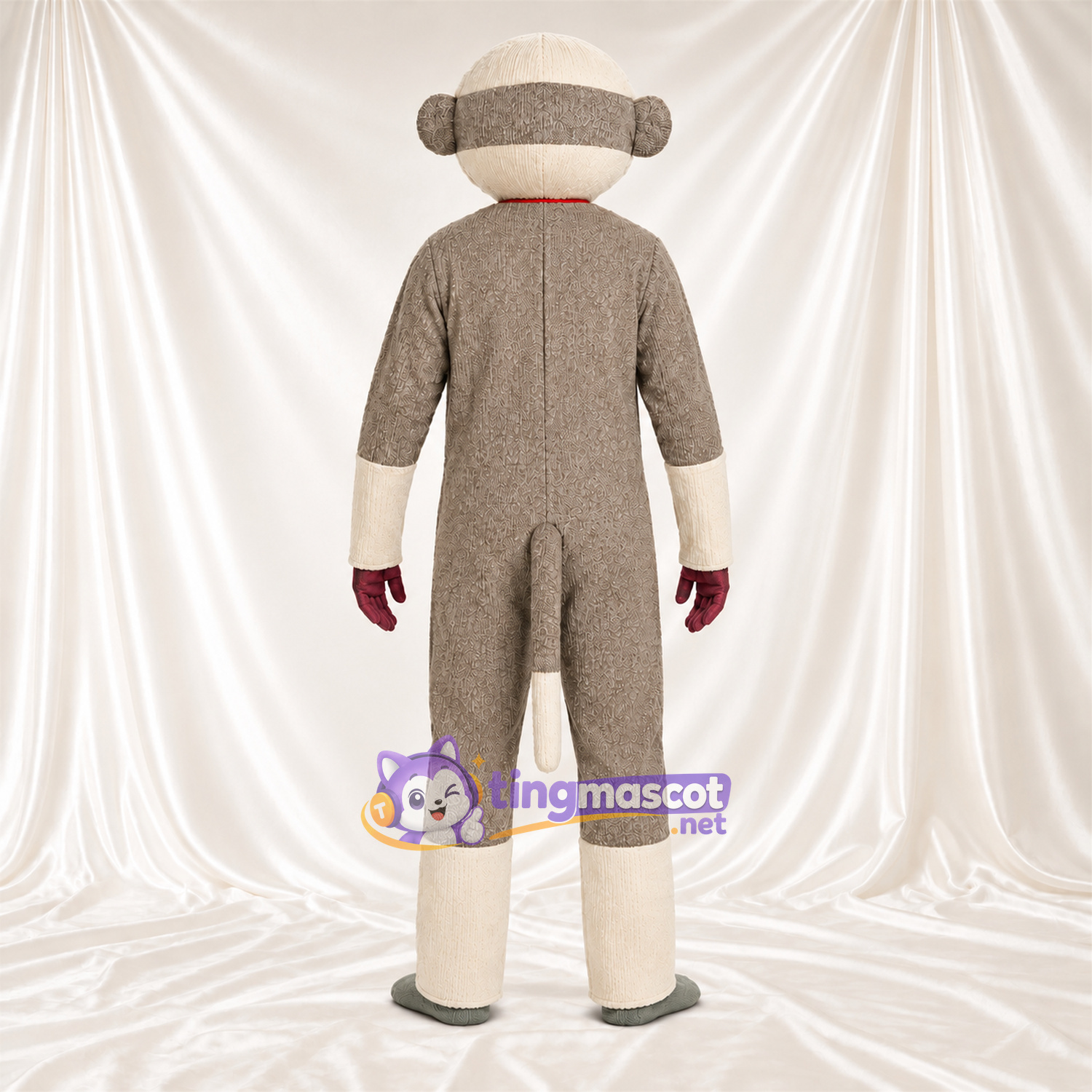 Maskottchenkostüm Affe – grau / creme – Krawatte Maskottchenkostüm Affe – grau / creme – Krawatte