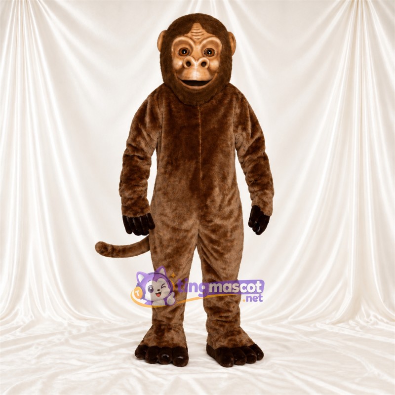 Maskottchenkostüm Affe – braun – Handschuhe (schwarz); Gesicht (hellbraun) Maskottchenkostüm Affe – braun – Handschuhe (schwarz); Gesicht (hellbraun)