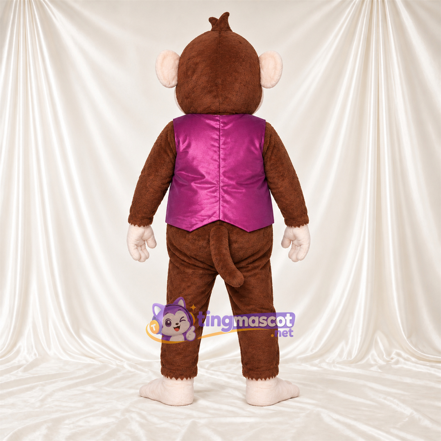Maskottchenkostüm Affe – braun – Weste (violett) Maskottchenkostüm Affe – braun – Weste (violett)