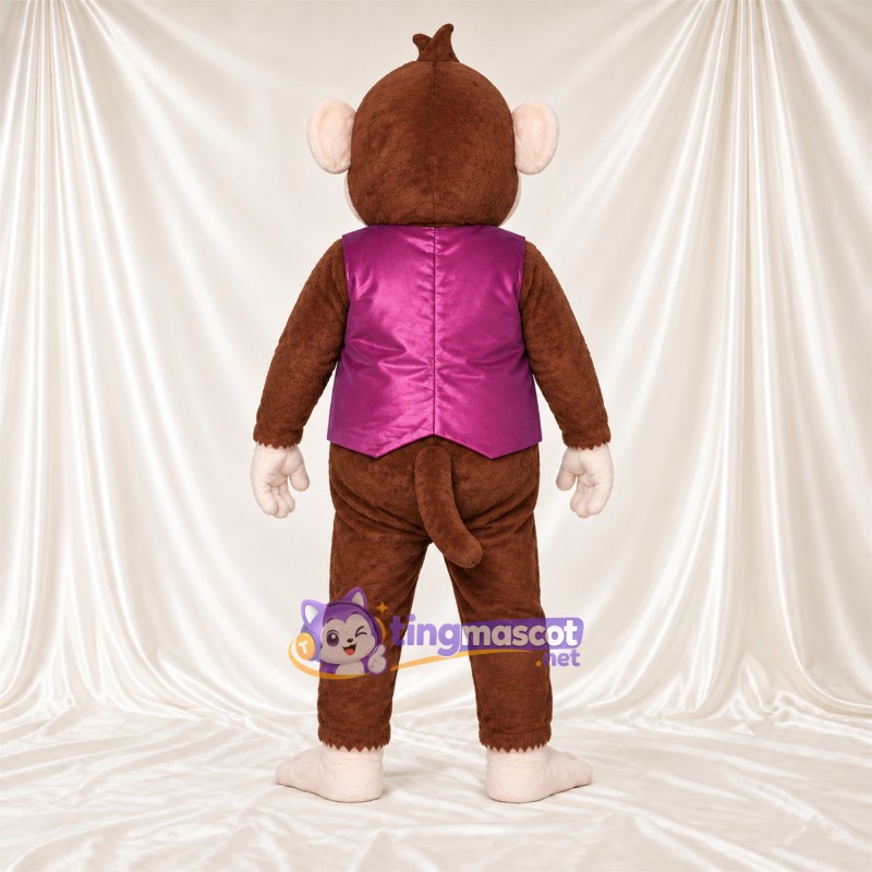 Maskottchenkostüm Affe – braun – Weste (violett) Maskottchenkostüm Affe – braun – Weste (violett)