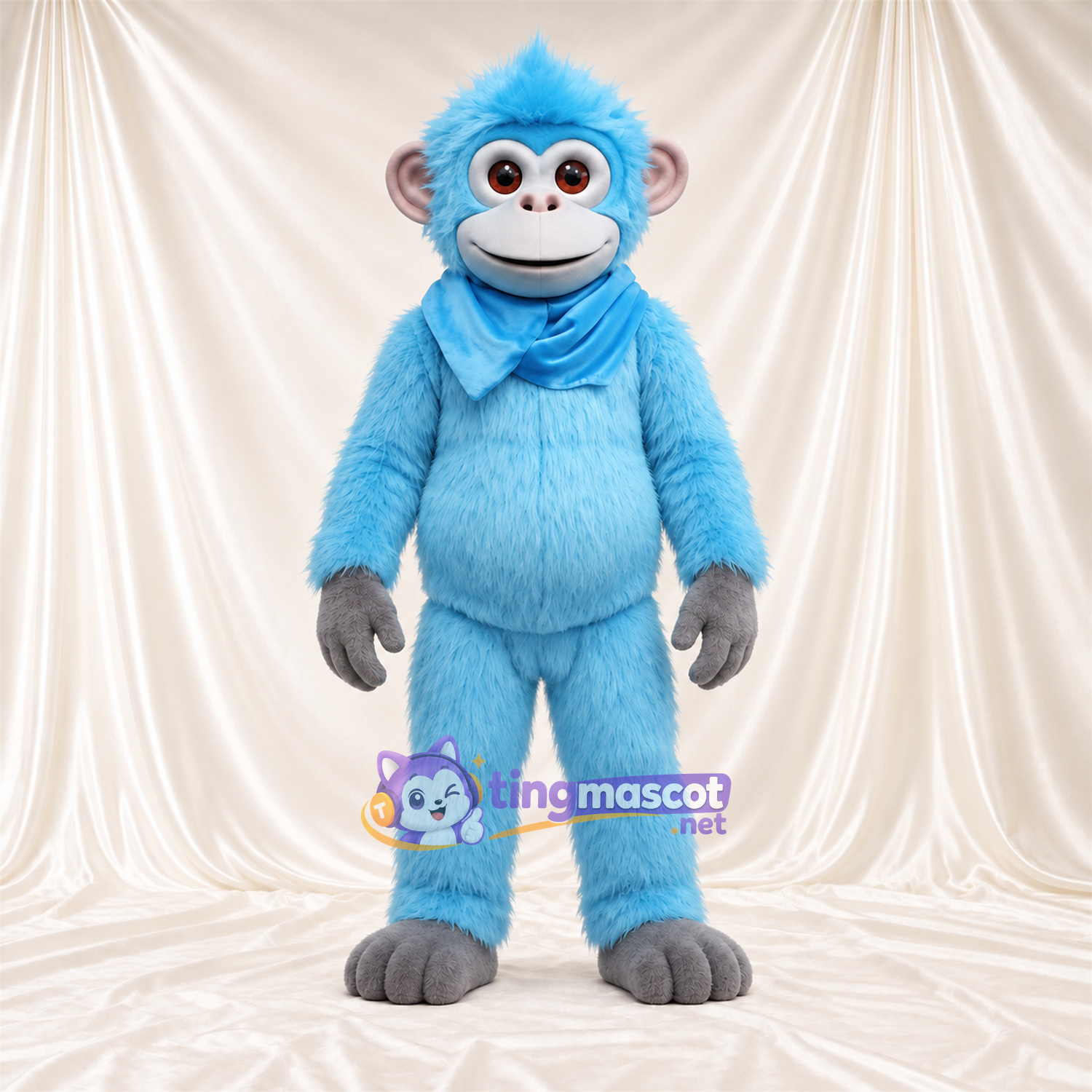 Maskottchenkostüm Affe – blau – Schal Maskottchenkostüm Affe – blau – Schal