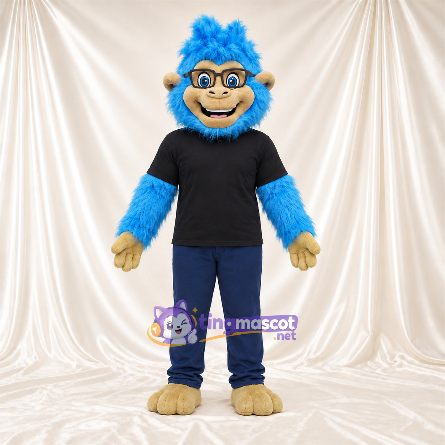 Costume de mascotte Singe – bleu – Chemise (noir); Pantalon (bleu) Costume de mascotte Singe – bleu – Chemise (noir); Pantalon (bleu)