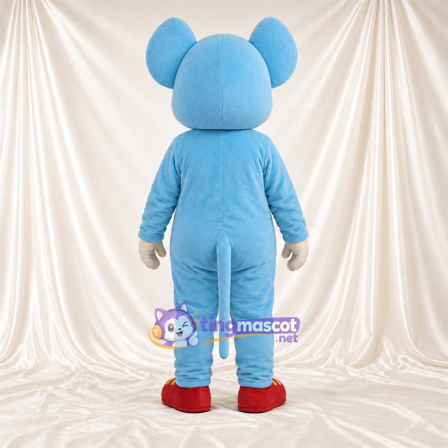Blue and White Mouse Mascot Costume - Red Shoes Blue and White Mouse Mascot Costume - Red Shoes