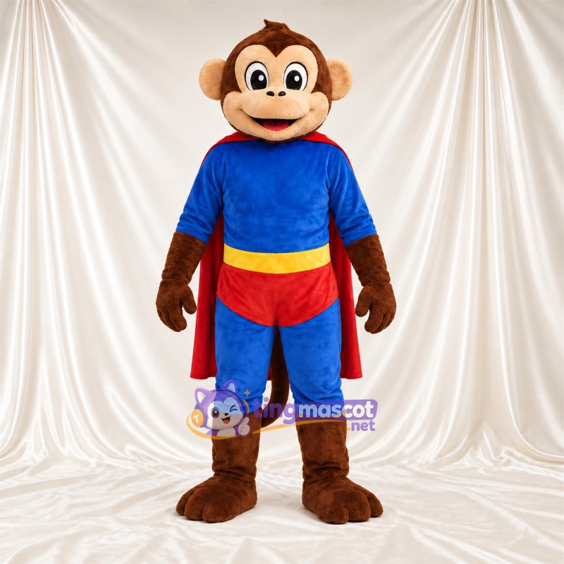 Maskottchenkostüm Affe – braun – Outfit; Umhang (rot) Maskottchenkostüm Affe – braun – Outfit; Umhang (rot)