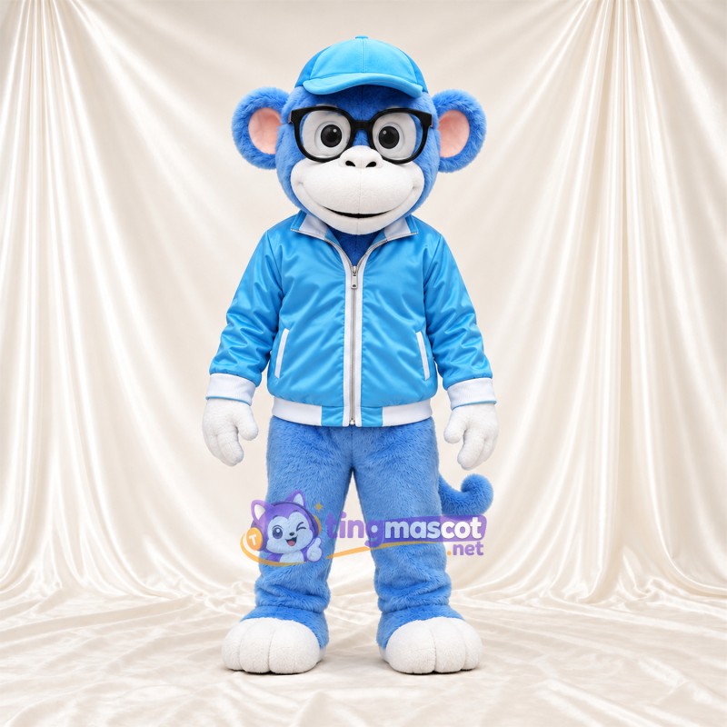 Maskottchenkostüm Affe – blau – Jacke (blau); Kappe (blau) Maskottchenkostüm Affe – blau – Jacke (blau); Kappe (blau)