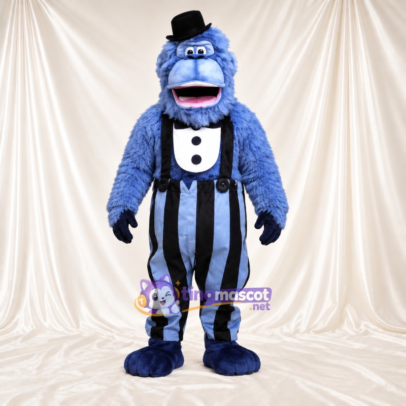 Costume de mascotte Gorille – bleu – Bretelles (noir); Pantalon Costume de mascotte Gorille – bleu – Bretelles (noir); Pantalon