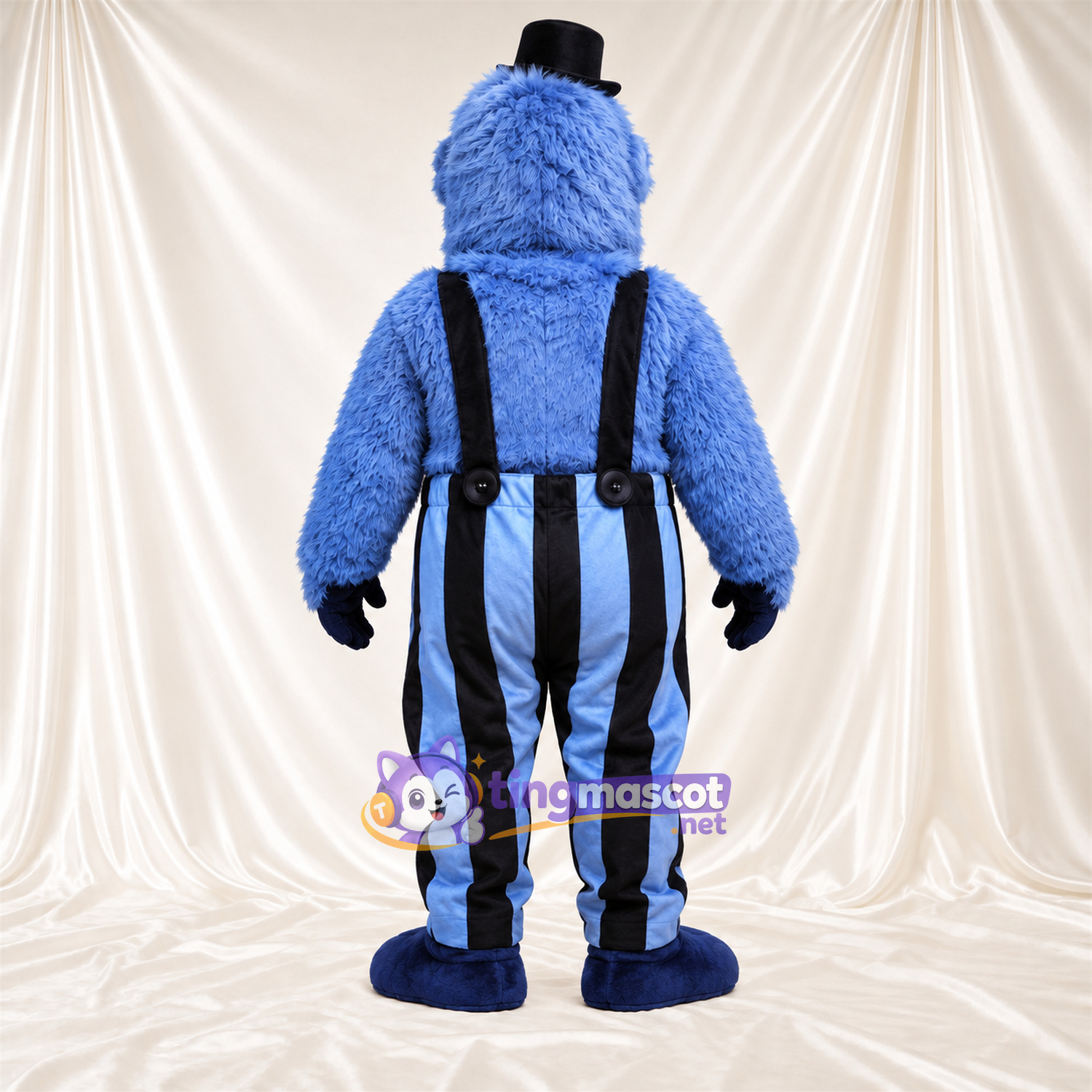 Costume de mascotte Gorille – bleu – Bretelles (noir); Pantalon Costume de mascotte Gorille – bleu – Bretelles (noir); Pantalon