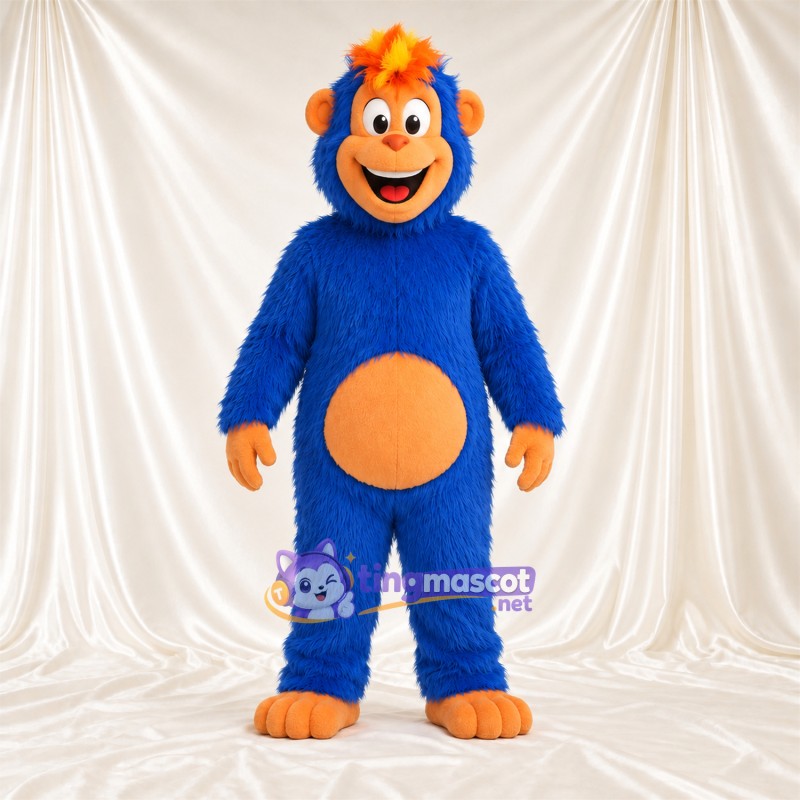 Maskottchenkostüm Affe – blau – Bauch (orange); Haare Maskottchenkostüm Affe – blau – Bauch (orange); Haare