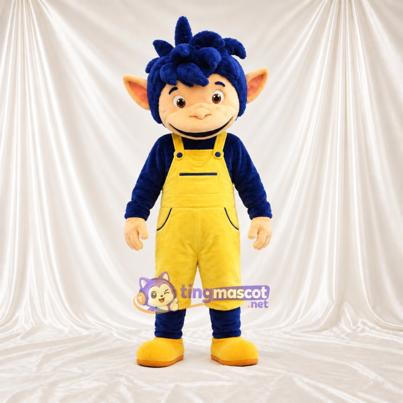 Costume de mascotte Elfe – bleu – Salopette (jaune) Costume de mascotte Elfe – bleu – Salopette (jaune)