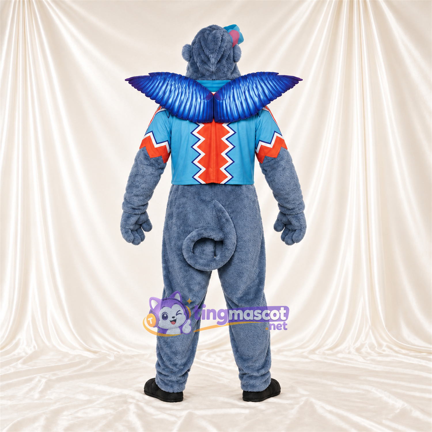 Maskottchenkostüm Affe – grau – Oberteil (rot / blau) Maskottchenkostüm Affe – grau – Oberteil (rot / blau)
