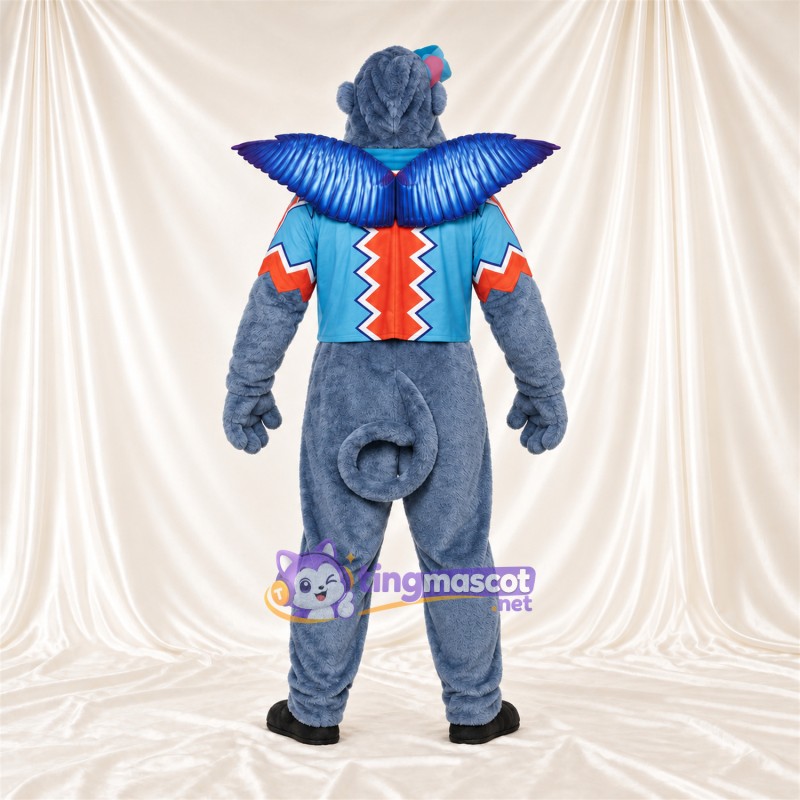 Maskottchenkostüm Affe – grau – Oberteil (rot / blau) Maskottchenkostüm Affe – grau – Oberteil (rot / blau)
