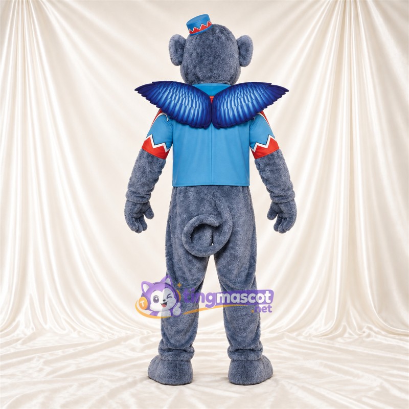 Maskottchenkostüm Elefant – grau – Oberteil (rot / blau); Kappe (blau) Maskottchenkostüm Elefant – grau – Oberteil (rot / blau); Kappe (blau)