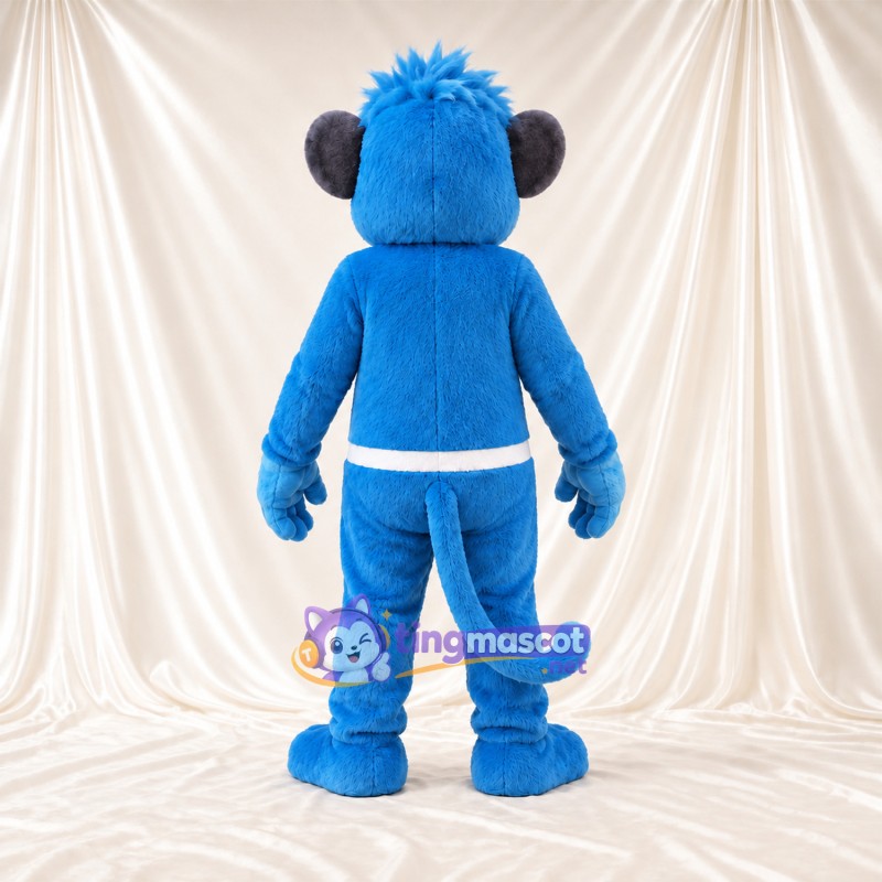 Costume de mascotte Singe – bleu – Harnais (blanc) Costume de mascotte Singe – bleu – Harnais (blanc)