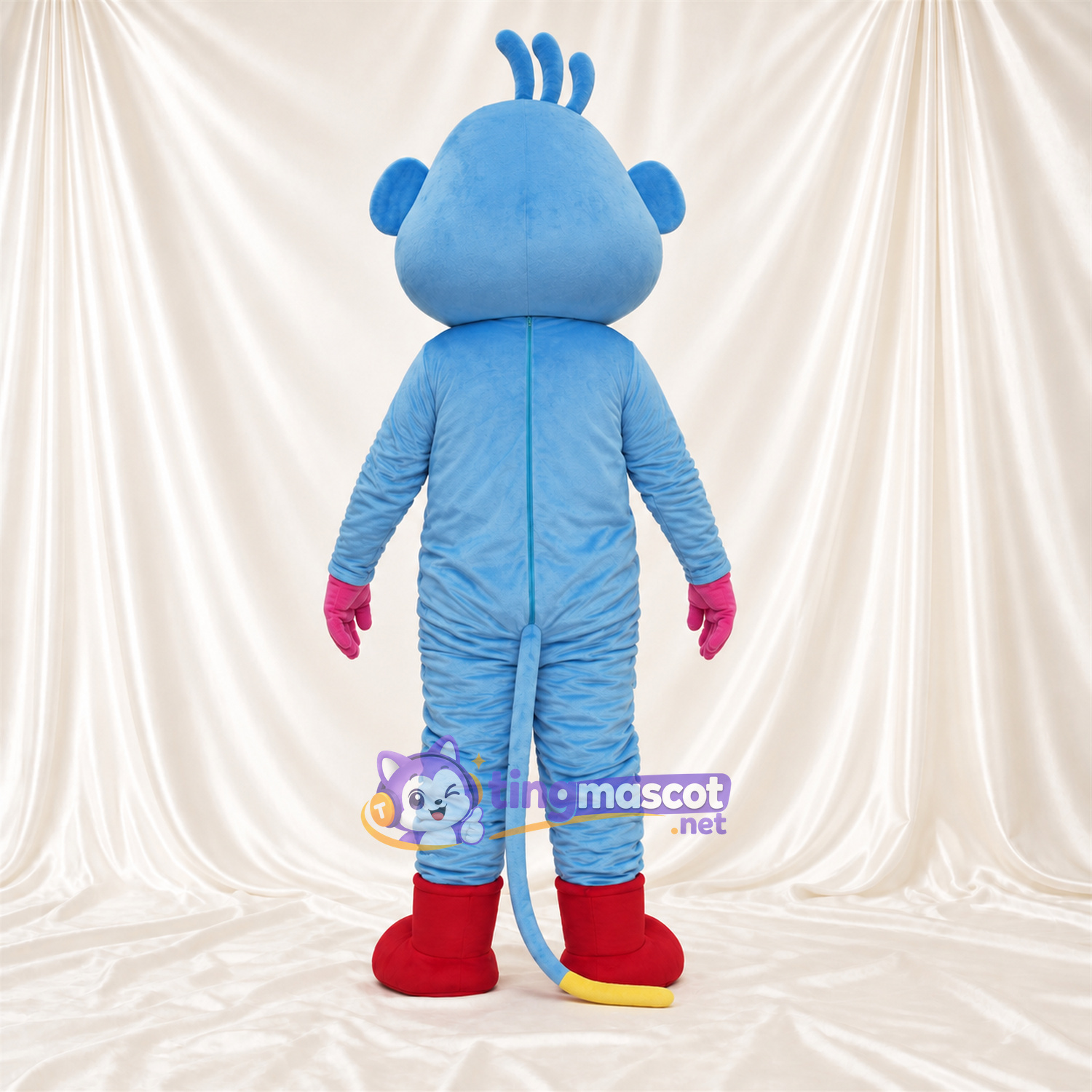 Costume de mascotte Singe – bleu – Mains (rose); Bottes (rouge) Costume de mascotte Singe – bleu – Mains (rose); Bottes (rouge)