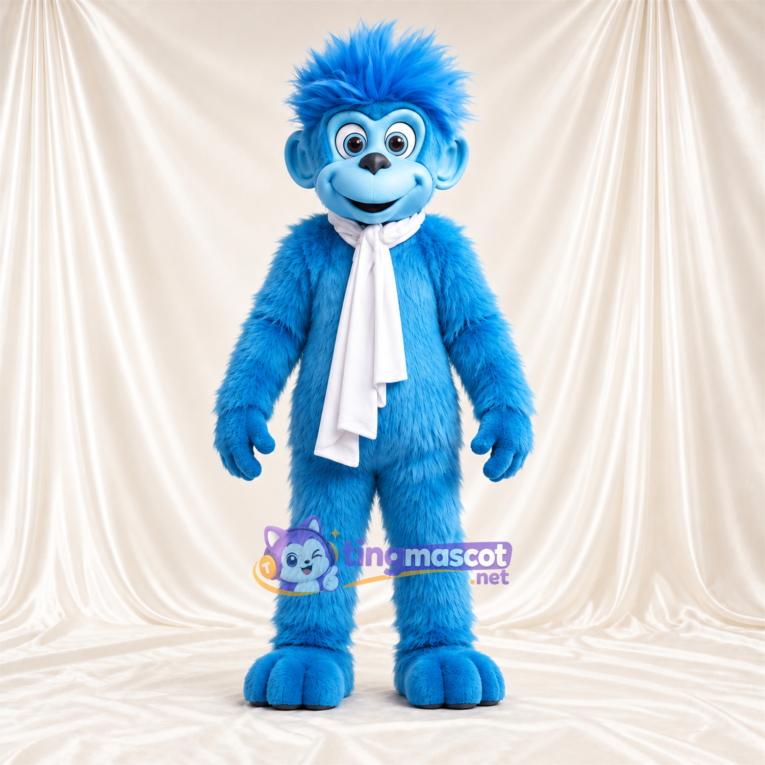 Costume de mascotte Singe – bleu – Écharpe (blanc) Costume de mascotte Singe – bleu – Écharpe (blanc)
