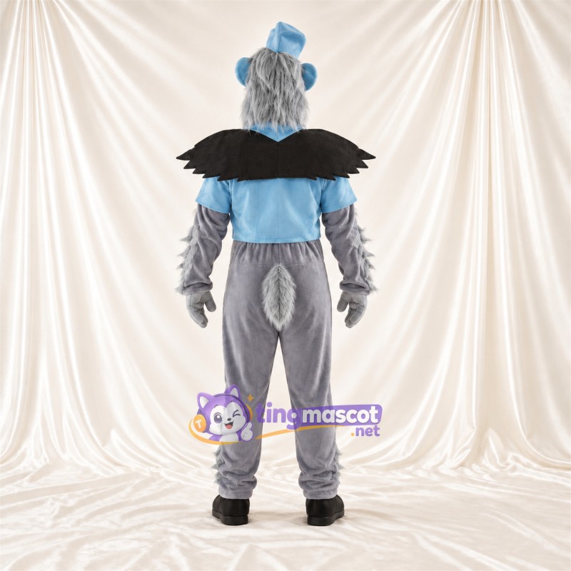 Maskottchenkostüm Fantasiewesen – grau / blau – Umhang Maskottchenkostüm Fantasiewesen – grau / blau – Umhang