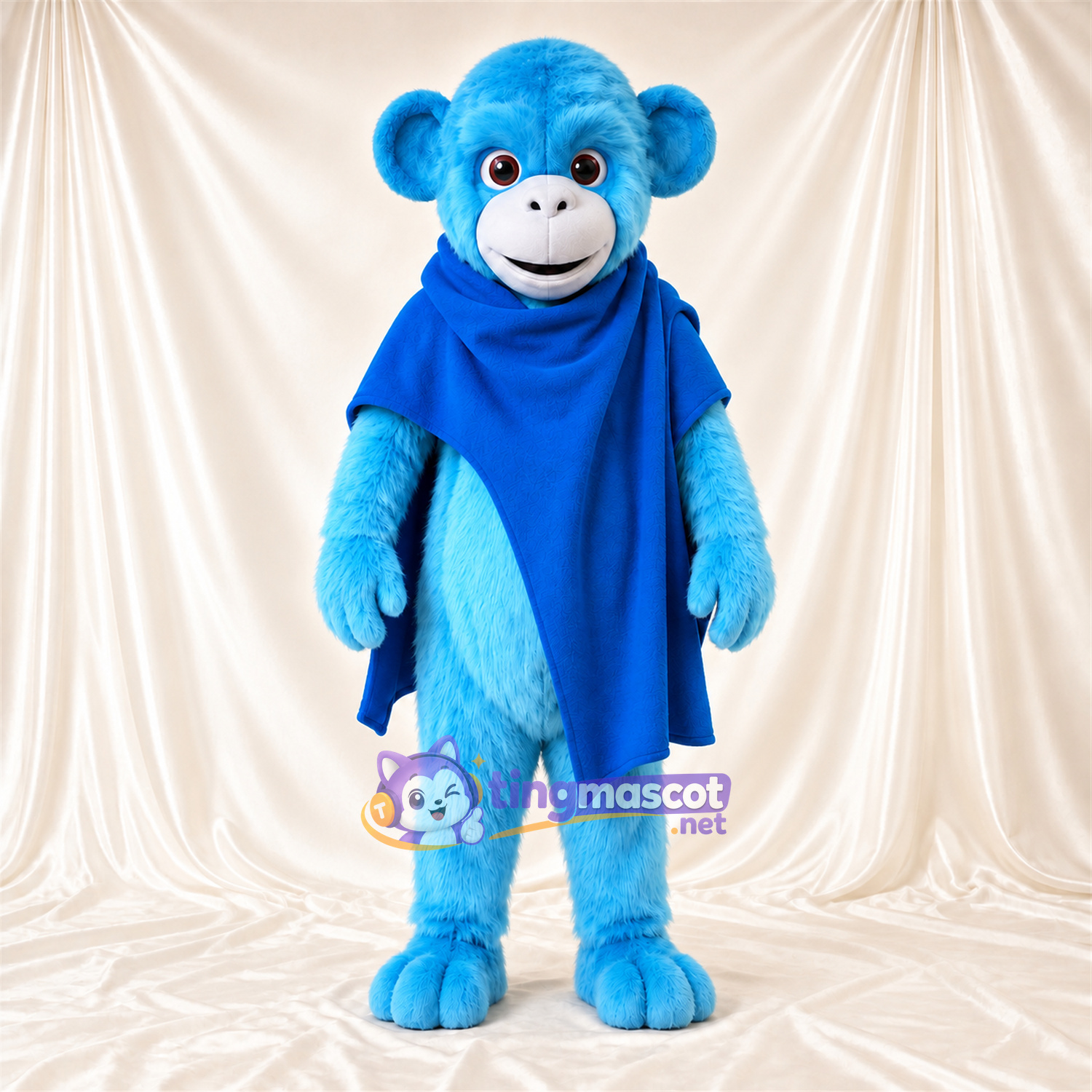 Maskottchenkostüm Affe – blau – Schal (blau) Maskottchenkostüm Affe – blau – Schal (blau)