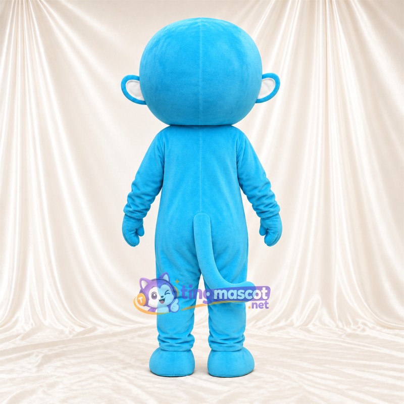 Maskottchenkostüm Affe – blau – Bauch (weiß); Gesicht (creme) Maskottchenkostüm Affe – blau – Bauch (weiß); Gesicht (creme)