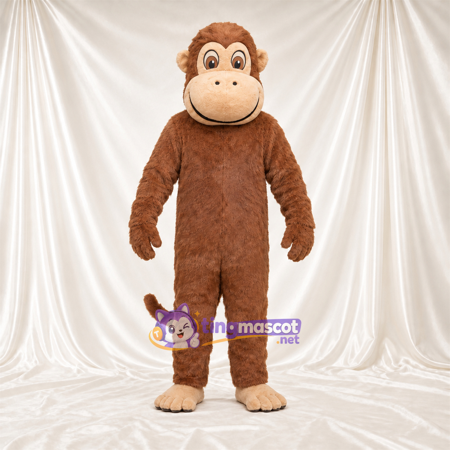 Maskottchenkostüm Affe – braun – Ringelschwanz; Schnauze (hellbraun) Maskottchenkostüm Affe – braun – Ringelschwanz; Schnauze (hellbraun)