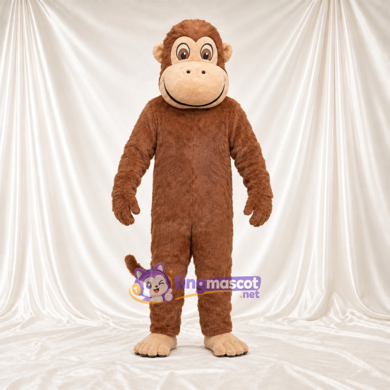Maskottchenkostüm Affe – braun – Ringelschwanz; Schnauze (hellbraun) Maskottchenkostüm Affe – braun – Ringelschwanz; Schnauze (hellbraun)
