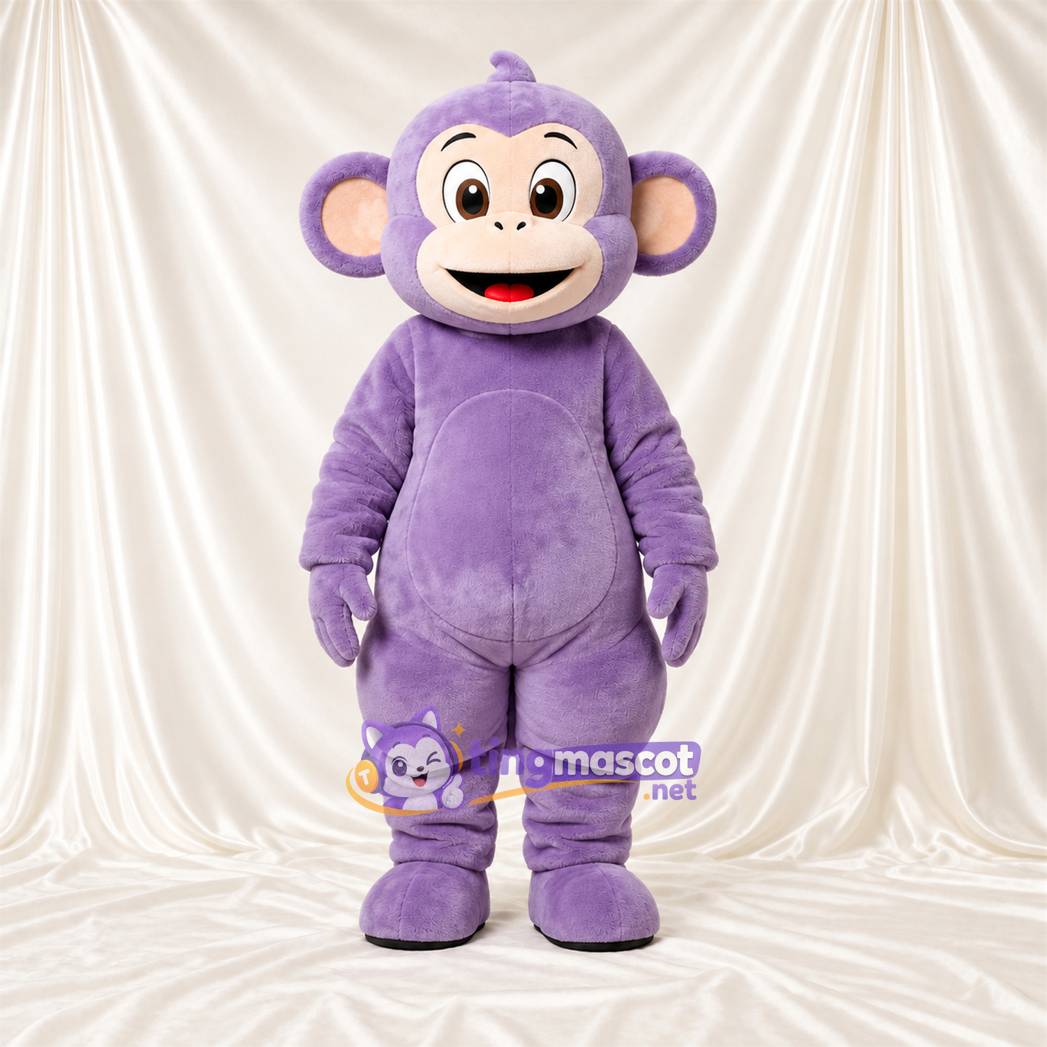 Maskottchenkostüm Affe – violett – Ohren; Gesicht (creme) Maskottchenkostüm Affe – violett – Ohren; Gesicht (creme)