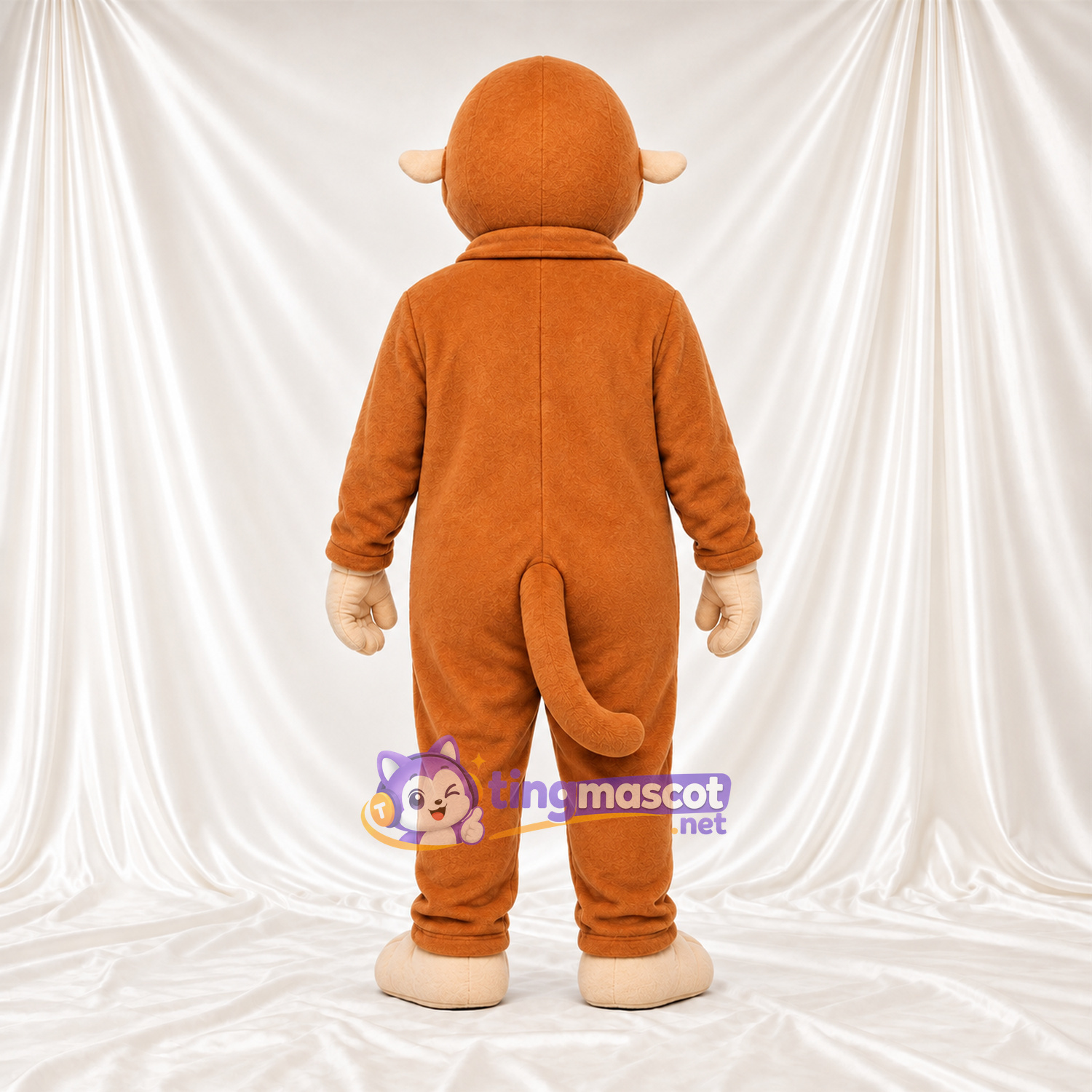 Maskottchenkostüm Affe – orange / creme – Fliege (schwarz); Knöpfe (rot) Maskottchenkostüm Affe – orange / creme – Fliege (schwarz); Knöpfe (rot)