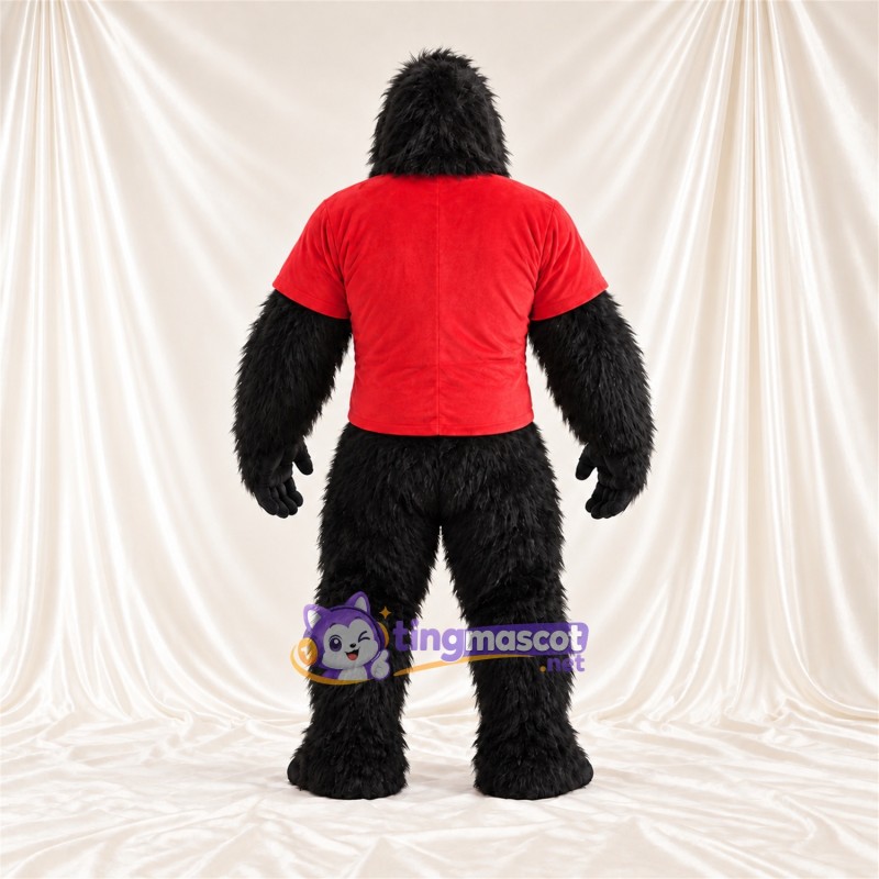 Maskottchenkostüm Gorilla – schwarz – T-Shirt (rot) Maskottchenkostüm Gorilla – schwarz – T-Shirt (rot)
