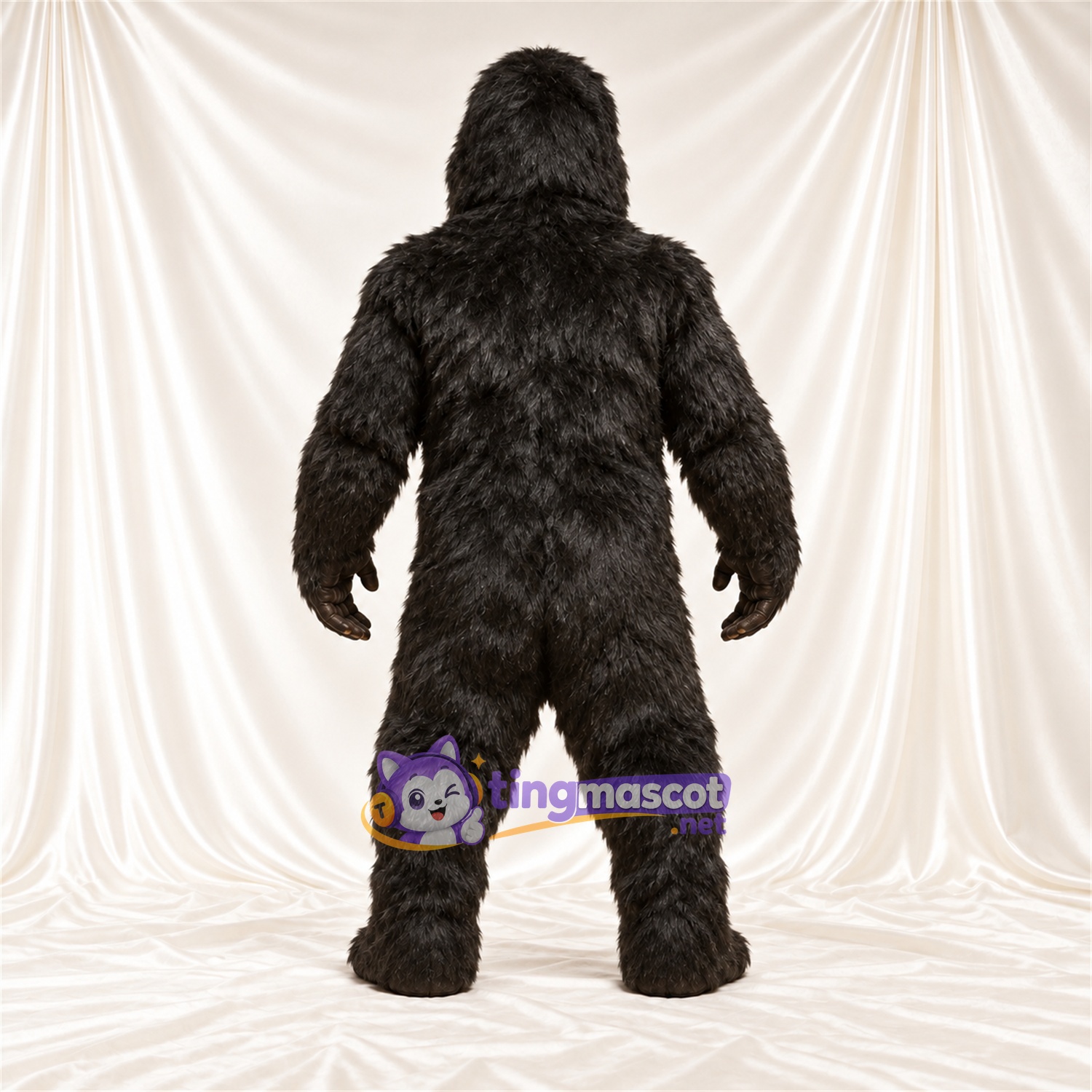Black Gorilla Mascot Costume - Brown Muscle Chest and Closed Mouth Black Gorilla Mascot Costume - Brown Muscle Chest and Closed Mouth