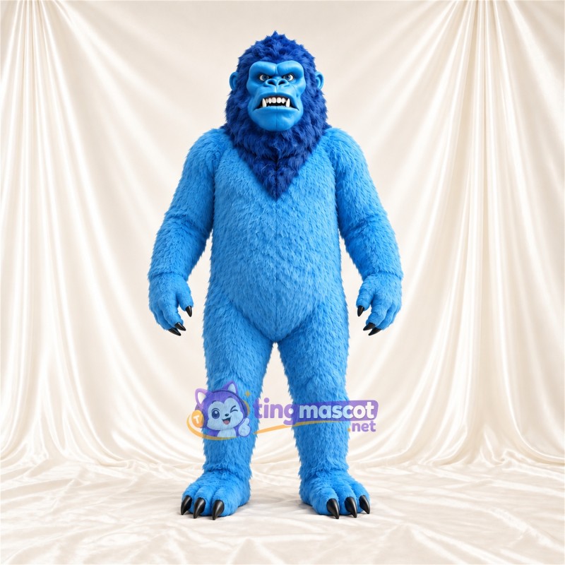 Costume de mascotte Gorille – bleu – Sourire avec dents; Fourrure hirsute Costume de mascotte Gorille – bleu – Sourire avec dents; Fourrure hirsute