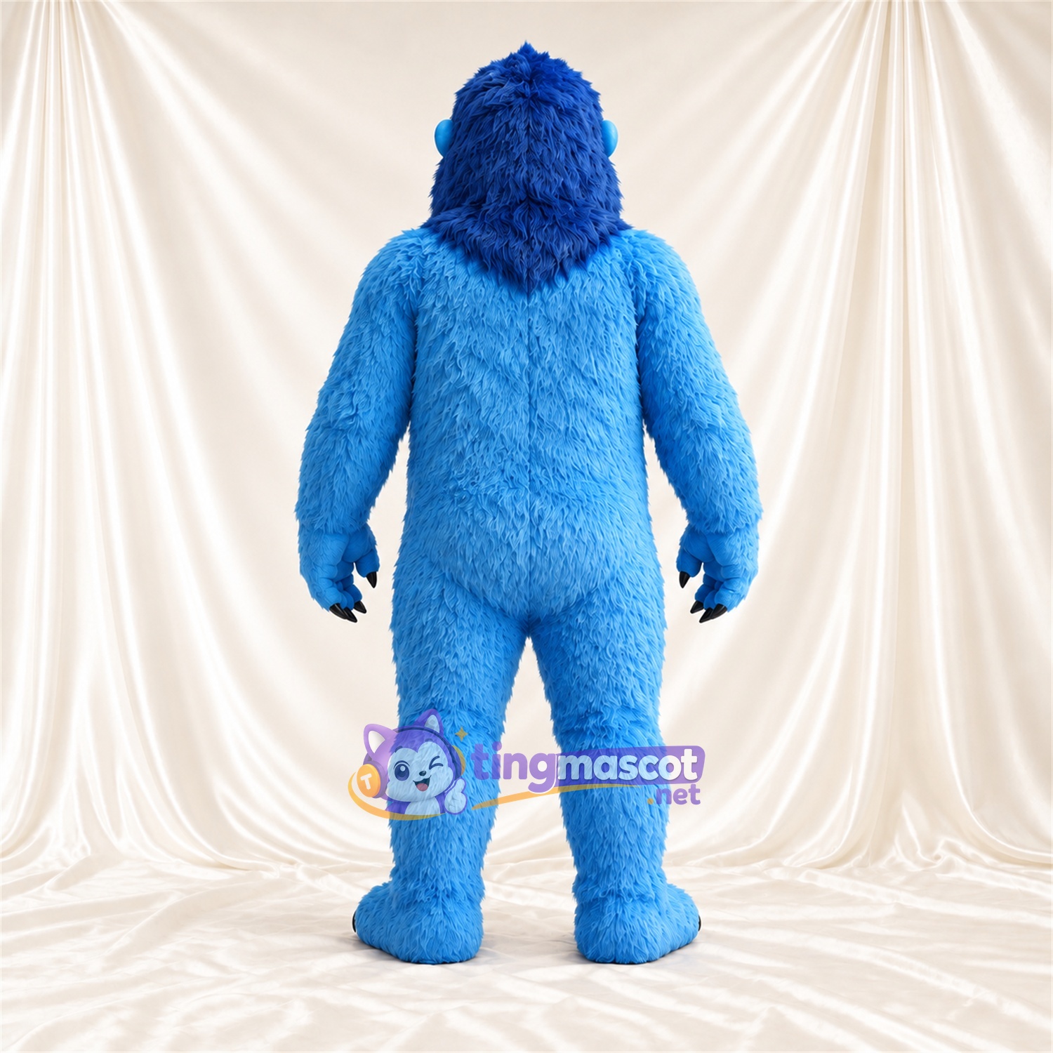Costume de mascotte Gorille – bleu – Sourire avec dents; Fourrure hirsute Costume de mascotte Gorille – bleu – Sourire avec dents; Fourrure hirsute