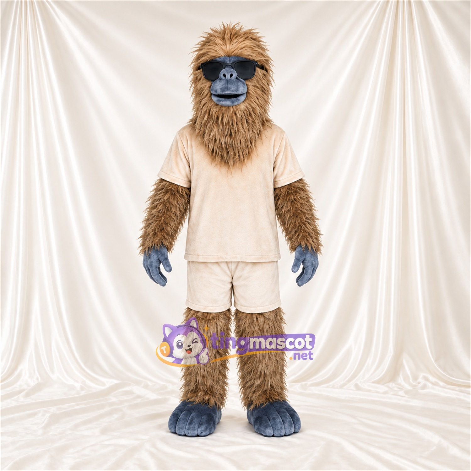 Costume de mascotte Gorille – brun clair – Chemise (beige); Short Costume de mascotte Gorille – brun clair – Chemise (beige); Short