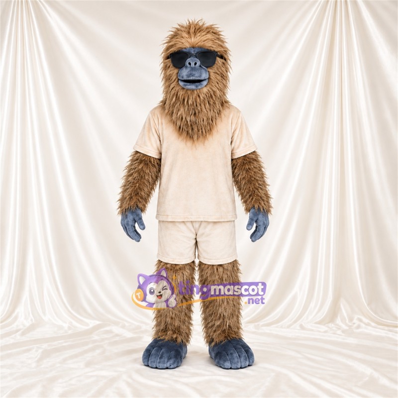 Costume de mascotte Gorille – brun clair – Chemise (beige); Short Costume de mascotte Gorille – brun clair – Chemise (beige); Short
