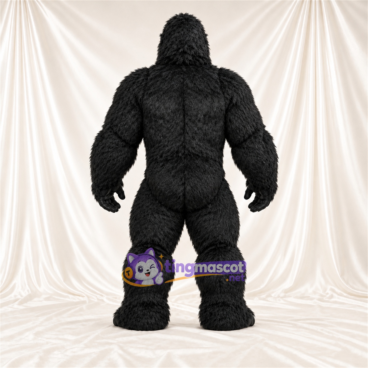 Black Gorilla Mascot Costume - Black Muscle Chest and Open Mouth Black Gorilla Mascot Costume - Black Muscle Chest and Open Mouth