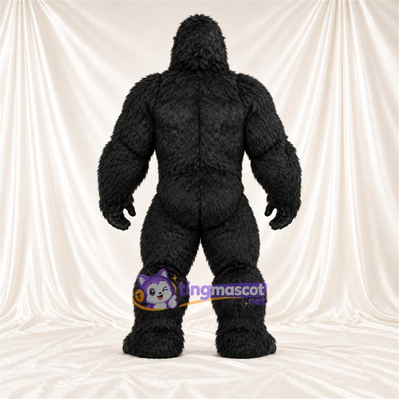 Black Gorilla Mascot Costume - Black Muscle Chest and Open Mouth Black Gorilla Mascot Costume - Black Muscle Chest and Open Mouth