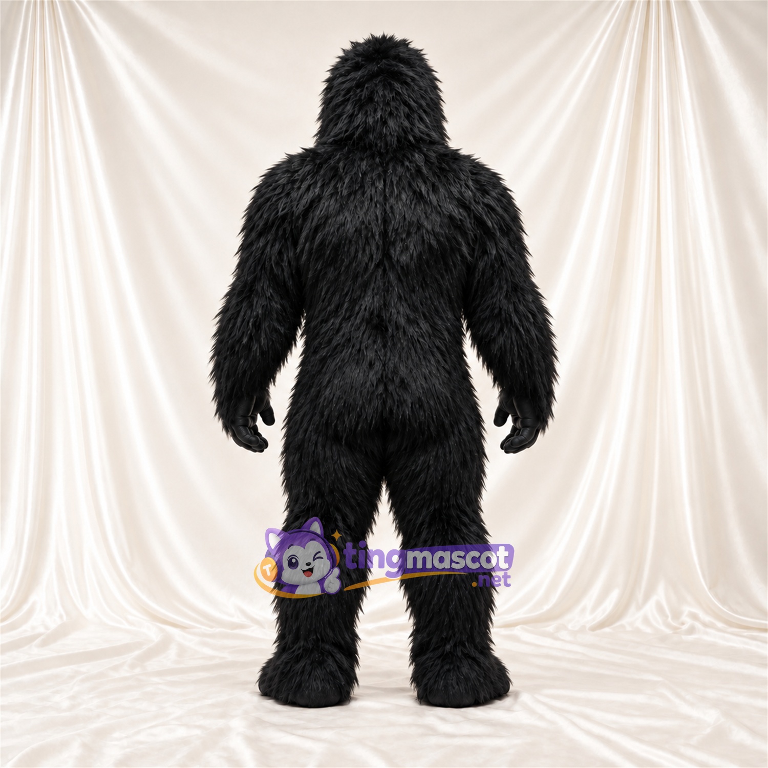 Black Gorilla Mascot Costume - Black Muscle Chest and Pointed Fangs Black Gorilla Mascot Costume - Black Muscle Chest and Pointed Fangs