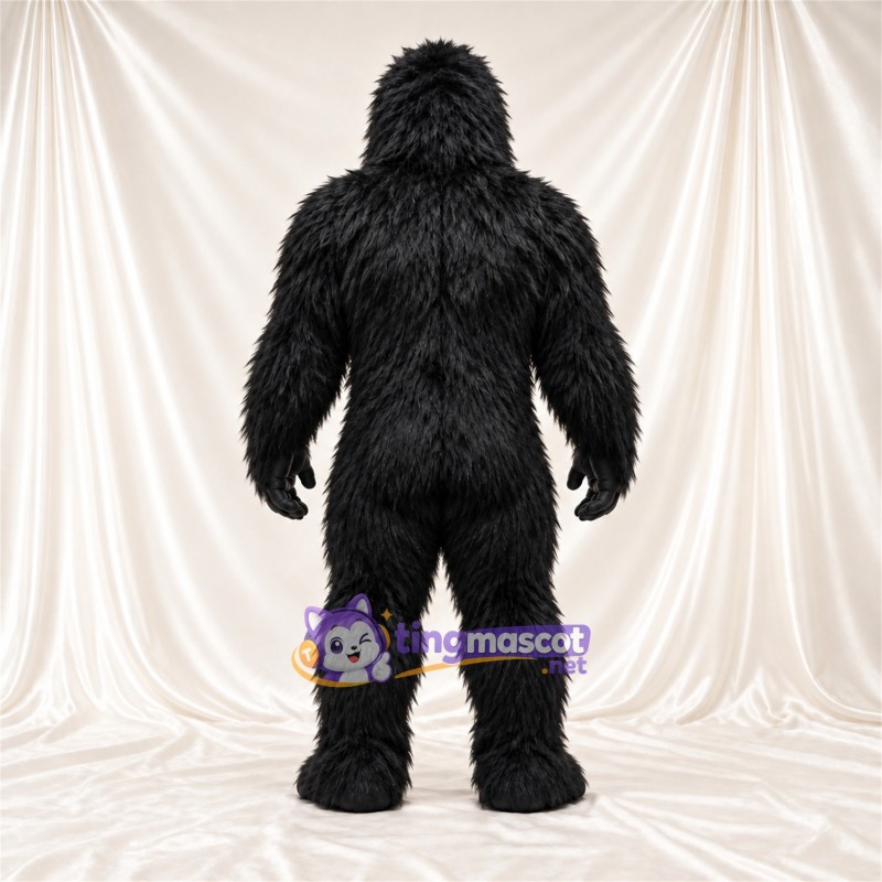 Black Gorilla Mascot Costume - Black Muscle Chest and Pointed Fangs Black Gorilla Mascot Costume - Black Muscle Chest and Pointed Fangs