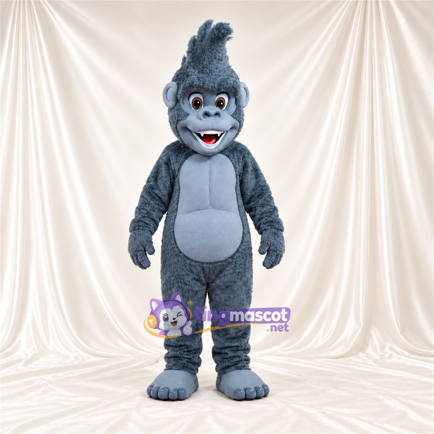 Costume de mascotte Gorille – bleu – Torse musclé; Touffe sur la tête Costume de mascotte Gorille – bleu – Torse musclé; Touffe sur la tête