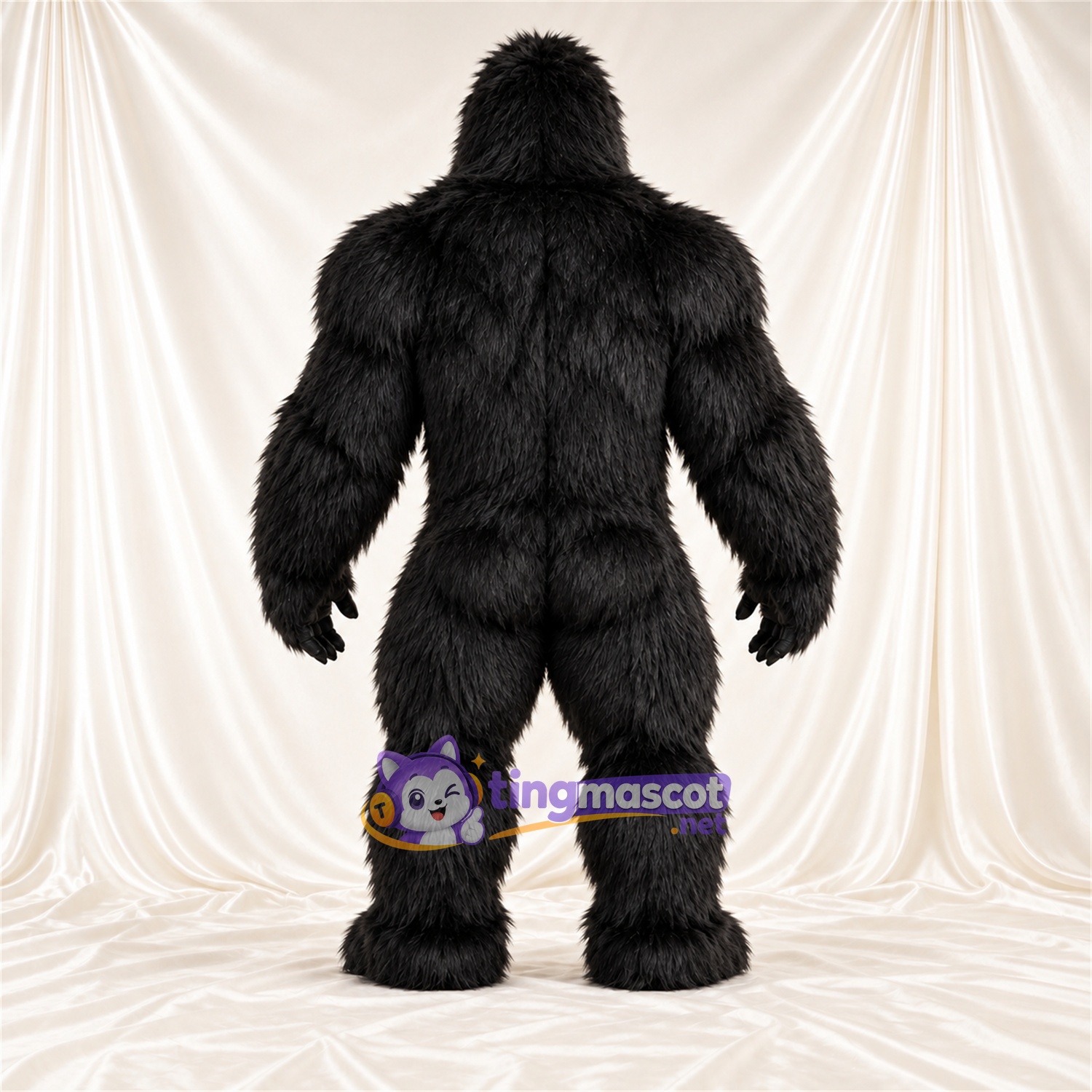 Black Gorilla Mascot Costume - Pointed Fangs and Shaggy Fur Black Gorilla Mascot Costume - Pointed Fangs and Shaggy Fur