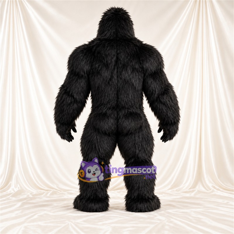 Black Gorilla Mascot Costume - Pointed Fangs and Shaggy Fur Black Gorilla Mascot Costume - Pointed Fangs and Shaggy Fur