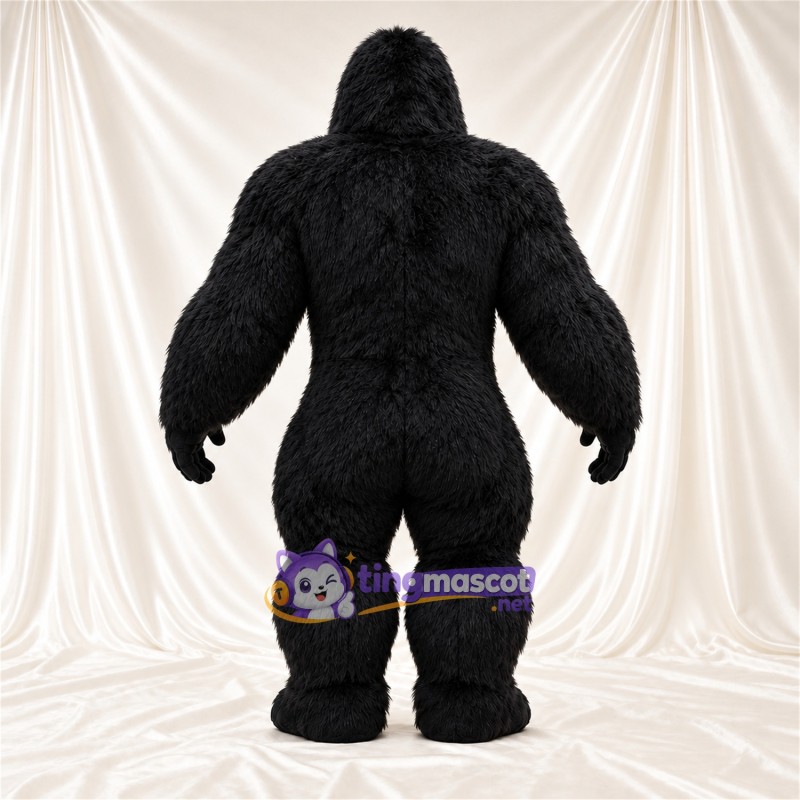 Black Gorilla Mascot Costume - Black Muscle Chest and Pointed Fangs Black Gorilla Mascot Costume - Black Muscle Chest and Pointed Fangs
