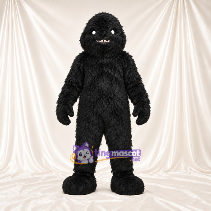 Costume de mascotte Gorille – noir – Yeux étroits; Fourrure hirsute Costume de mascotte Gorille – noir – Yeux étroits; Fourrure hirsute