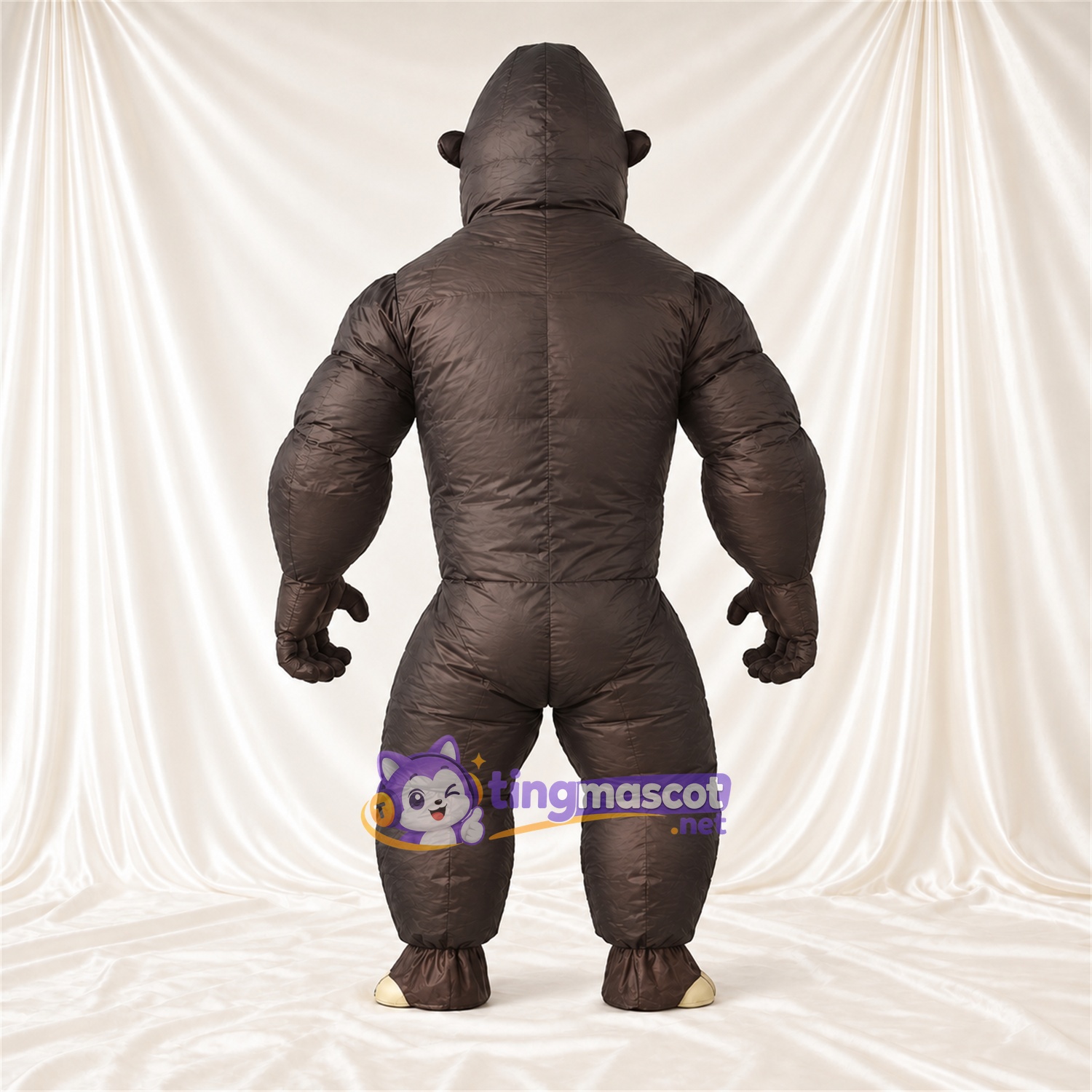 Black Gorilla Mascot Costume - Brown Muscle Chest and Red Muzzle Black Gorilla Mascot Costume - Brown Muscle Chest and Red Muzzle