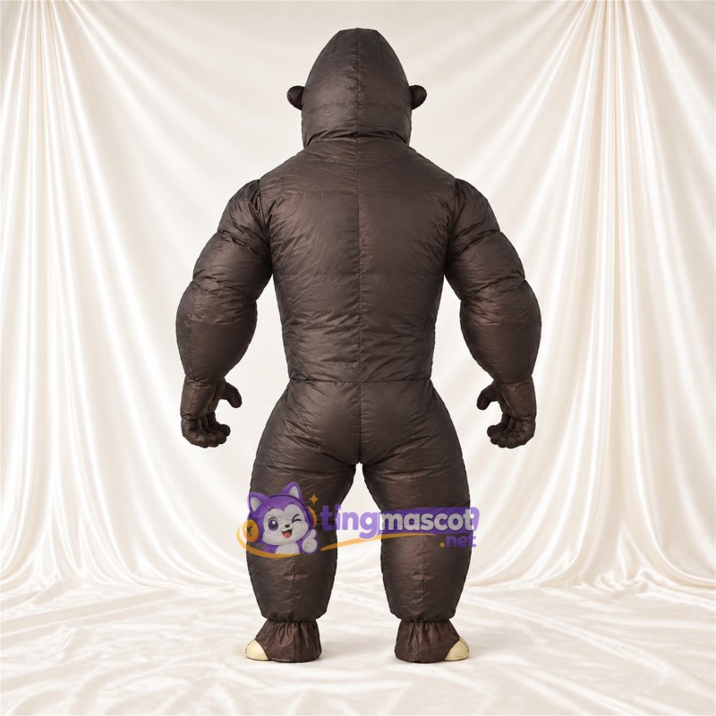 Black Gorilla Mascot Costume - Brown Muscle Chest and Red Muzzle Black Gorilla Mascot Costume - Brown Muscle Chest and Red Muzzle